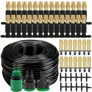 Pack of 1, 15M-30M Outdoor Mist Cooling System for Garden Irrigation Sprinklers for Yard, 1/4 Inch Brass Misting Nozzle, 4/7Mm for Hose in Courtyards And Greenhouses