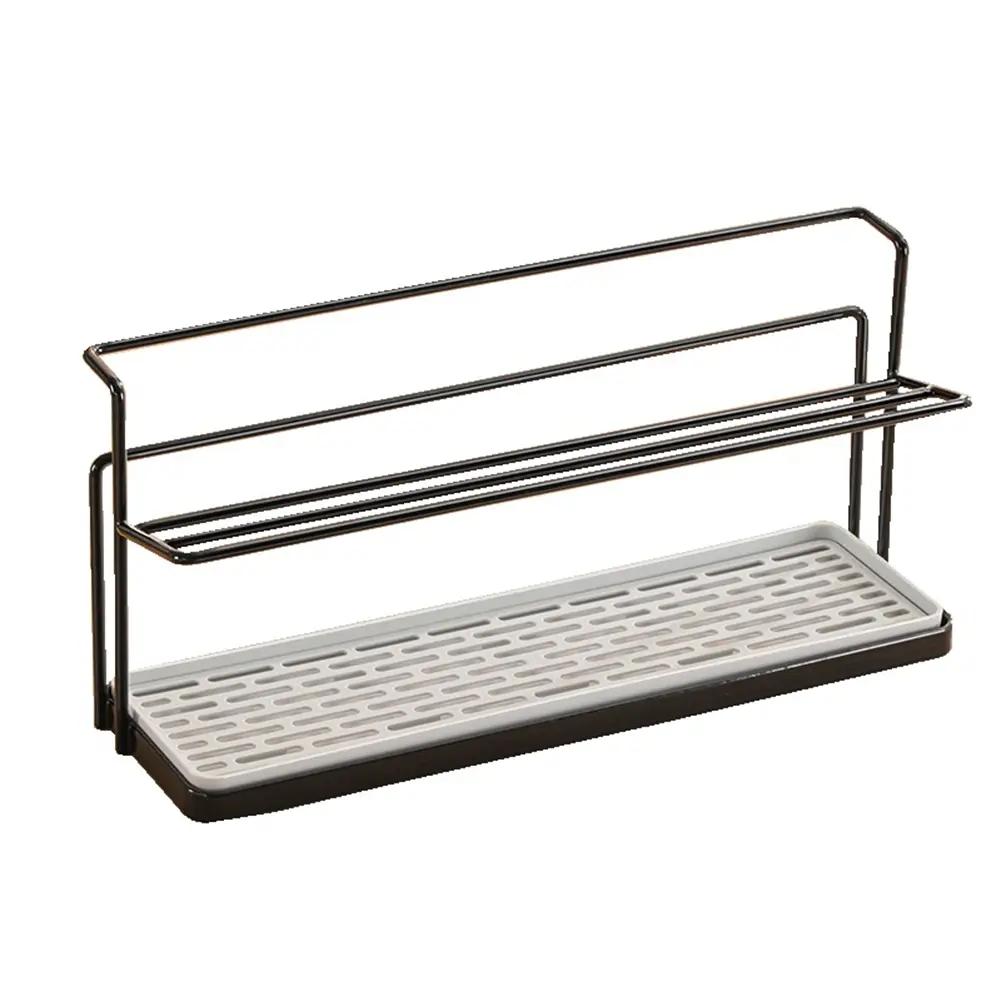 Bottle Drying Rack Cup Storage Rack with Drainage Tray Kitchen Mug Organizing Rack Black