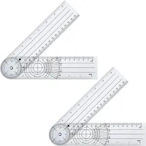 2 Pcs Plastic Goniometer Quick Protractor Clear Angle Finder Ruler with 7 Inch Arm Angle Measurement Tool for School Office Measuring Drawing Woodworking Designers Architects Students Work