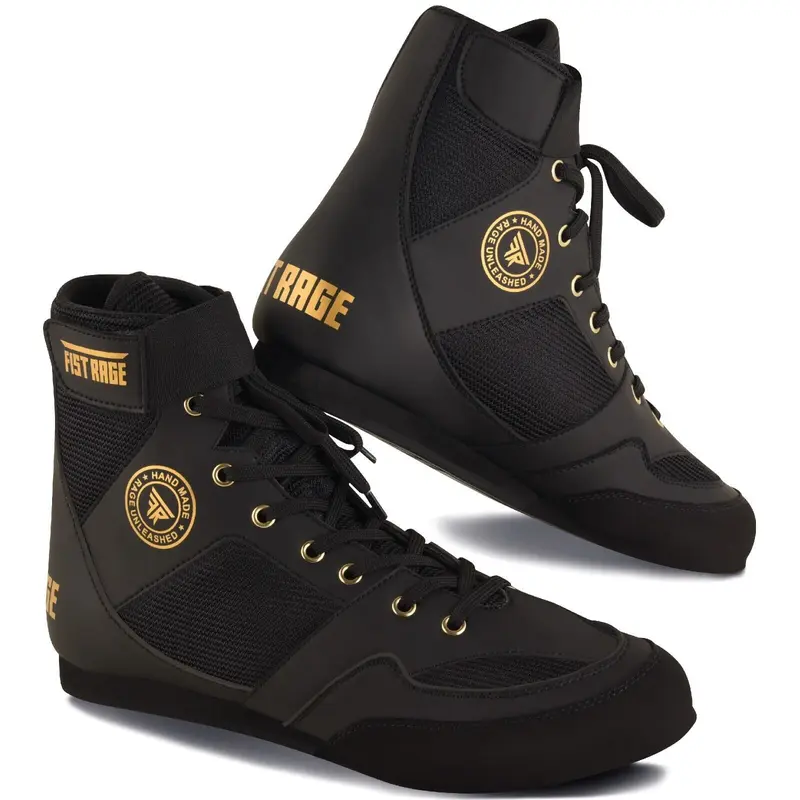 FISTRAGE Boxing Shoes Leather Kick Fighting Training Mesh Unisex Pro Men's and Youth Genuine Light Weight Boot | Shoe for Adults