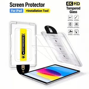 1 piece dust-free installation screen protector suitable for the 10th generation iPad 10.9inch (2022), equipped with automatic installation tool (alignment kit). Compatible with Face ID and Apple Pencil, made with ultra-durable tempered glass.