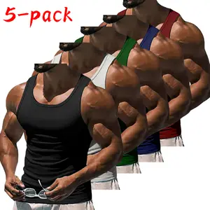 Men's Sports Vest, Fashion Sleeveless Sports Leisure Vest, Quick Drying Sports Vest - Breathable Moisture Absorbing Sleeveless Fitness Vest, Suitable for Gym, Running and Training, Polyester Spandex Blended Material, Skinny Sportswear | Slim Fit