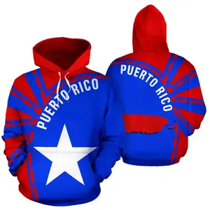 Puerto Rico Flag Hoodie For Men 3D Printed National Emblem Sweatshirt Long Sleeve Pullovers Tops Casual Fitness Loose Hoodies