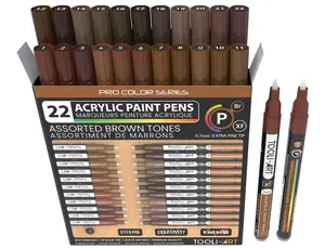 Acrylic Paint Pens 22 Assorted Brown Tones Pro Markers Set 0.7mm Extra Fine