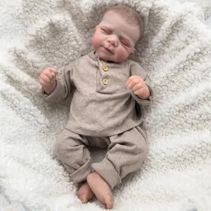 Real Look Baby Dolls Full Body Vinyl Boy 19 Inch Realistic Sleeping Reborn Baby Doll with Painted Hair Lifelike Newborn Doll Toy Gift for Kids