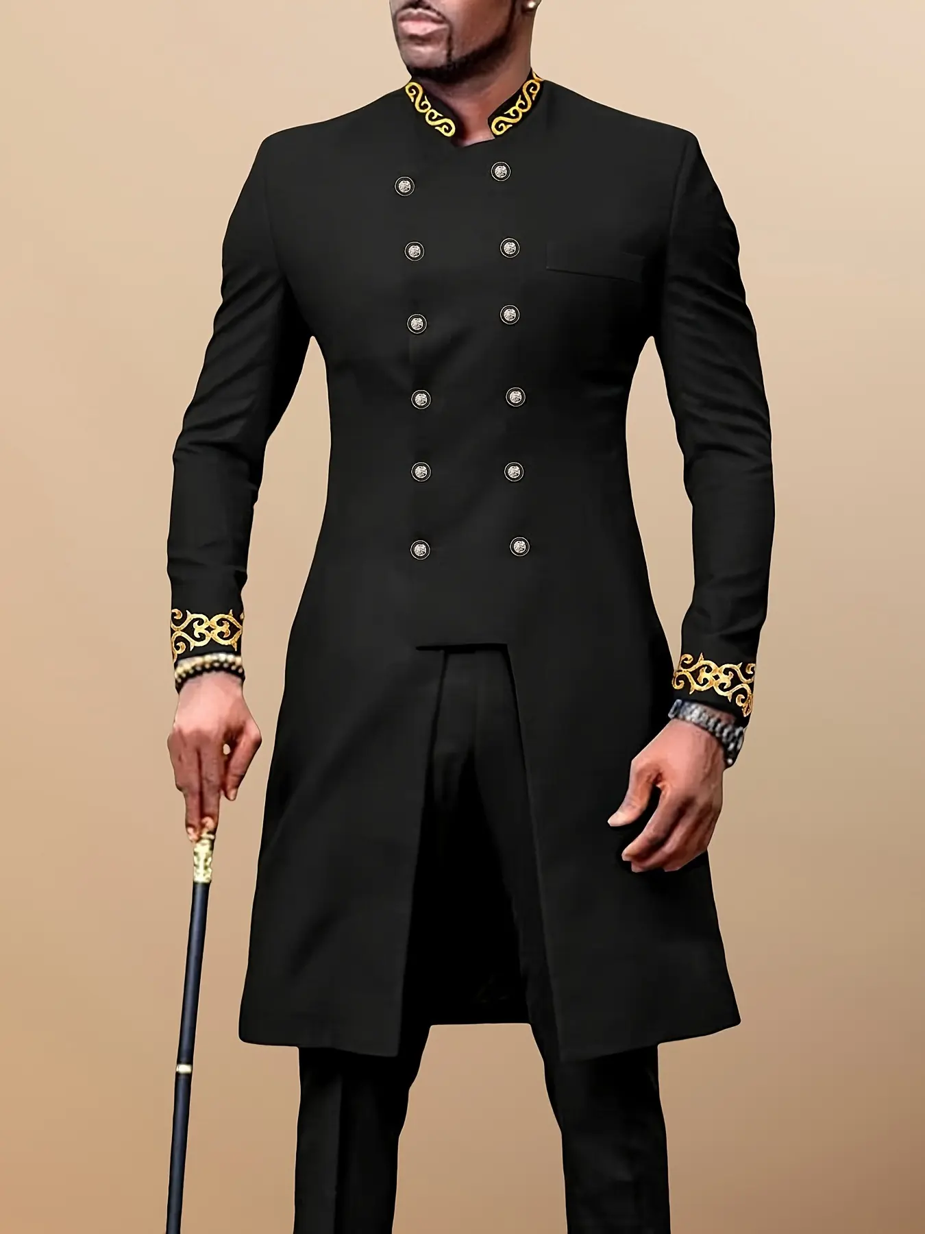 New African Men's Ethnic Set Outfits Muslim Modest High-Quality, Durable, Traditional African Cultural Clothing, Buttoned Top, Stylish and Comfortable, Perfect for Daily Wear