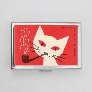 Cat Stamp Cigarette Case or Card Holderr