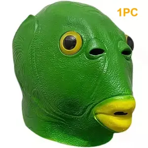 Green fish head monster mask, fish head ornament, cute and funny mask, 1 piece