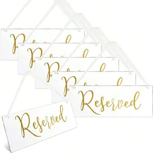 Wedding Chair Reservation Signs Acrylic Tags with Ribbon Hooks, Set of 6, Elegant, Ideal for Weddings, Church Pews, Restaurants