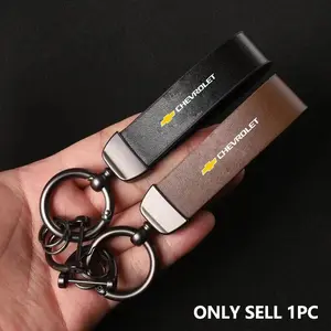 Genuine Leather Car Logo Keychain Key Chain Ring For Chevrolet Cruze Sonic Silverado Trax Camaro Captiva Equinox Trailblazer Auto Accessories