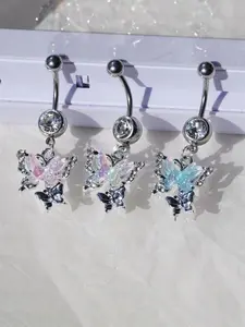 Butterfly Design Belly Rings, Fashionable Belly Piercing Jewelry for Women & Girls, Trendy All-match & Exquisite Jewelry for Birthday Gift