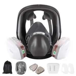 6800 Series Full Face Mask Kit, Dustproof Gasproof Mask, Full Face Mask with Filter & Goggles & Accessories, Professional Safety Mask for Painting, Welding, Grinding