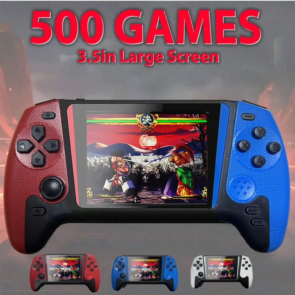 Portable Retro Video Handheld Games Console, 3.5-Inch Joystick, 500 Games, Wireless Controller, Rechargeable, Connects to TV, Gaming Console, Portable Gaming System