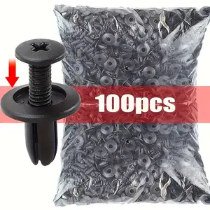 100 Universal Plastic Fasteners, Car Clips, Automotive Accessories, Multi-Purpose Press Fit Rivets, for Interior Bumpers, Motorcycles, Lawn Mowers, Furniture, Tank Decorations