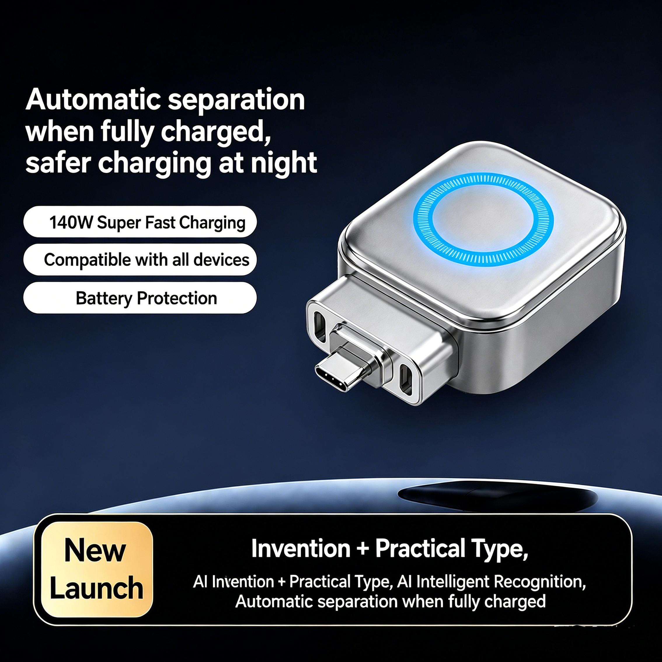Smart Auto Stop Charger, Auto Disconnect Charging Cable Protector, Full Charge Automatic Eject Device, Overcharge Protection Adapter for Phone Tablet USB Charging