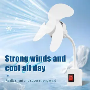 E27 Socket Fan Kit with Plug Adapter – Mini Quiet Electric Fan with Flexible Gooseneck Plug and Light Bulb Base, Energy-Saving Desk Fan for Kitchen, Bathroom, Dormitory, Office