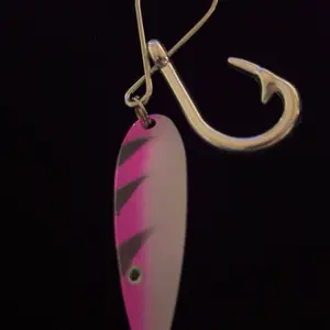 Fish & Hook Keychain - Pink and Gold Design with Hook Attachment