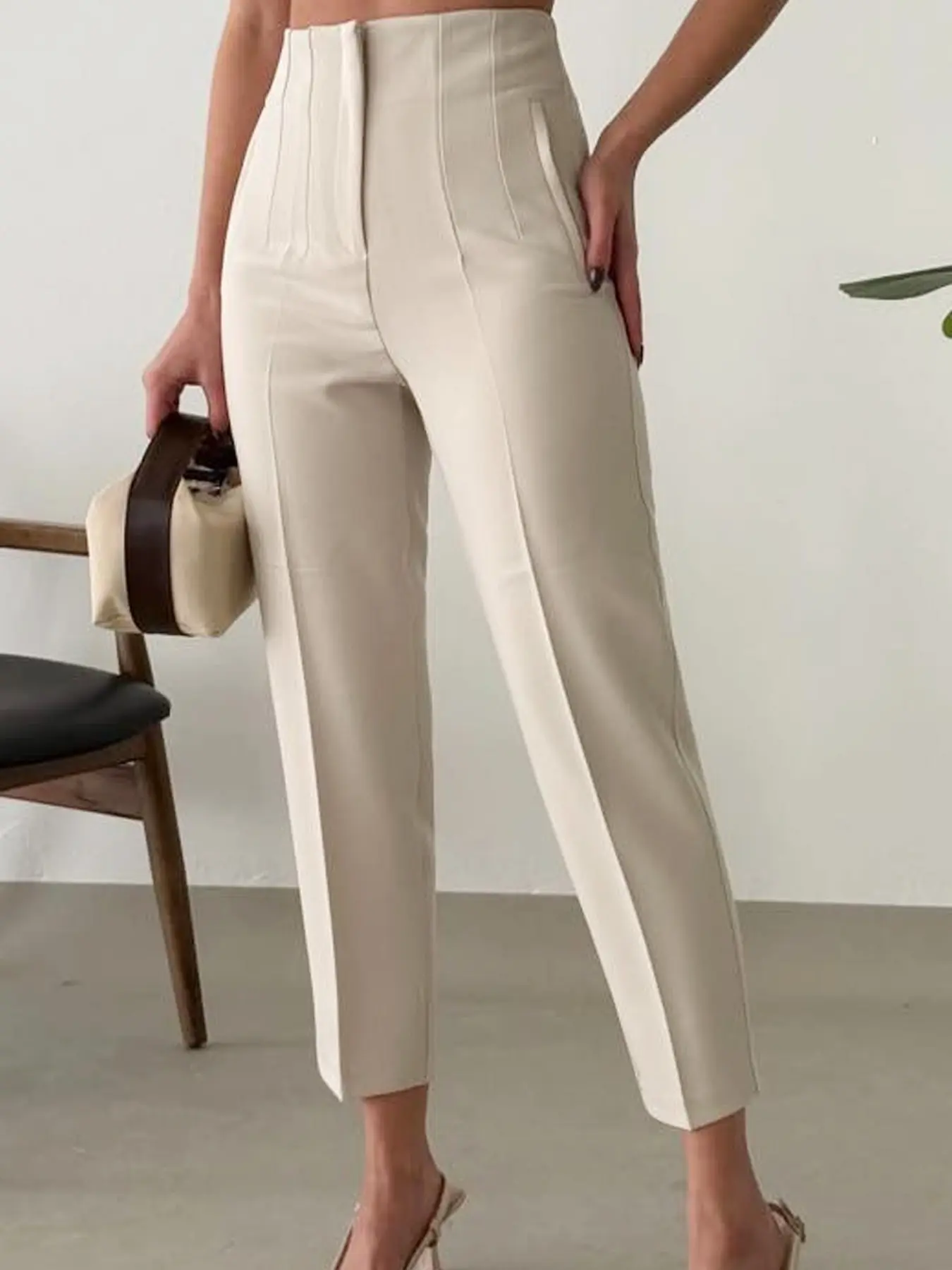 Fashion High Waisted Flare Trousers Women's Pants Autumn Spring 2026 Office Wear, Business Casual Trousers, Black Beige Slim Comfort Trousers Casual Pants Commuter Office Wear