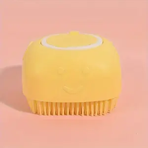 Pet Bath Brush with Shampoo Dispenser, Soft Silicone Grooming Brush for Dogs & Cats, Massage & Shedding Tool