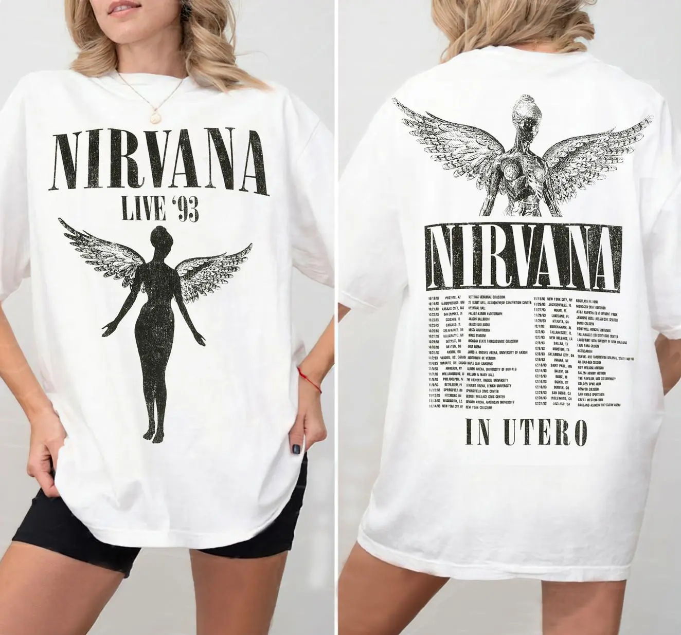 Nirvana 90s Grunge Band Shirt, Vintage Concert Graphic Tee Unisex T-Shirt