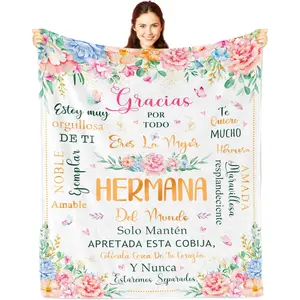 Regalos para Hermanas, Regalo para Hermana de Cumpleaños, Hermana, Gifts for Sisters in Spanish, Hermana Blanket/Manta 50x60in, Throw Blanket Sister Spanish, Regalo para Mi Hermana en Español