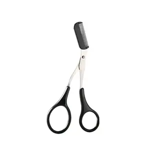 Flawless Brows Made Easy: Stainless Steel Precision Trimmer with Comb Attachment - Portable Beauty Essential for Makeup Lovers - Effortless  Comfort Cleanup Guaranteed Eyebrow Trimmer