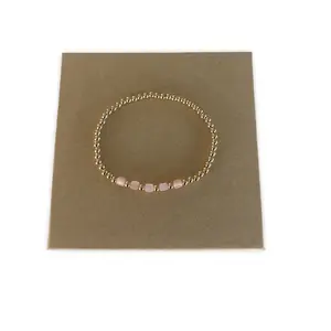 Minimalist  3mm beaded bracelet with cotton candy cylinder beads