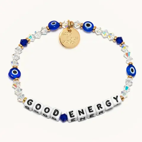 Little Words Project Women's Fashion Fabric Beaded Charm Bracelet - Evil Eye Custom Eye Bracelet for Protection, Adjustable Band, Trackable ID Tag, Unique Inspirational Spiritual Adult Female Accessories, Unique Cool Gifts (Choking Hazard Small Parts)