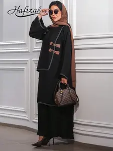 Hafizah 2026 Summer New Arrival, Pullover Hem Pleated Long Dress with Buckle, Solid Color Women's Outerwear, Loose-Fitting, All Seasons, Muslim Dress, Modest Muslim Clothing, Modesty Muslim Clothing