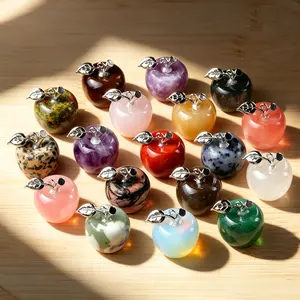 Random color [Buy one, get five]. Beautiful natural crystal small apple ornament pendant decoration (size 16–20 mm).