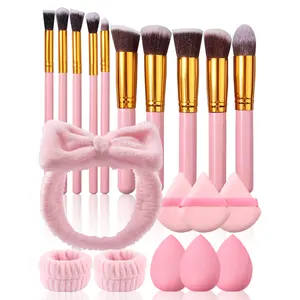 Charming Makeup Brush Set with Beauty Sponge Hairband Wrist Guard, Complete Makeup Tool Combination, Makeup Brushes Kits, Plastic Frame Material, Single Item