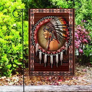 1pc Vibrant Native American-Inspired Garden Flag - Durable 12x18 Inch Polyester Yard Decoration with Weather-Resistant Coating - Outdoor Decor for Lawn and Patio Without Pole