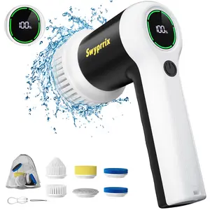Swyprrix Electric Spin Scrubber for Bathroom and Shower Cleaning SD-CTB02 | 2 Speeds Cordless Power Cleaning Brush, 6 Replaceable Brush Heads, IPX7 Waterproof, For Bathroom, Sink, Tile, Kitchen, Grout summervibes☀️