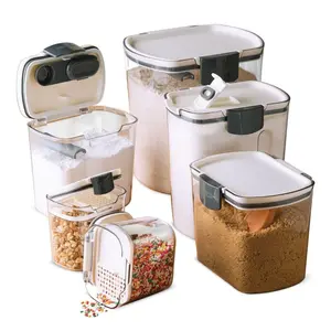 ProKeeper Baker's Airtight Kitchen Storage Canister Container Set for Flour, Sugar & More, Keeps Ingredients Fresh, with Accessories (Black, 6- Piece)