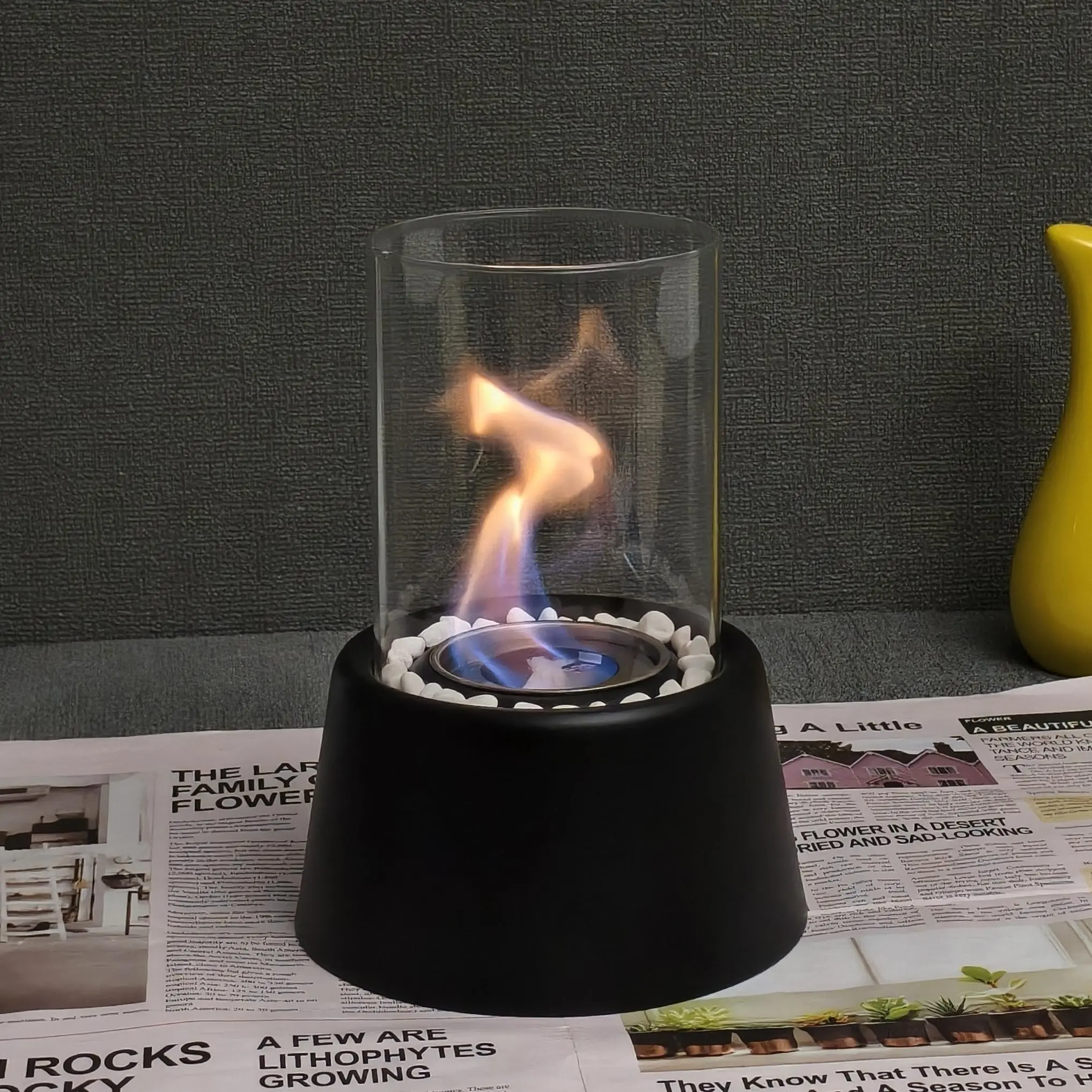 1pc Cone-Shaped Desktop Alcohol Fireplace, Tabletop Fire Pit, Easy Assembly, Portable, Cute and Elegant, Ideal for Room Heating, Camping, Parties