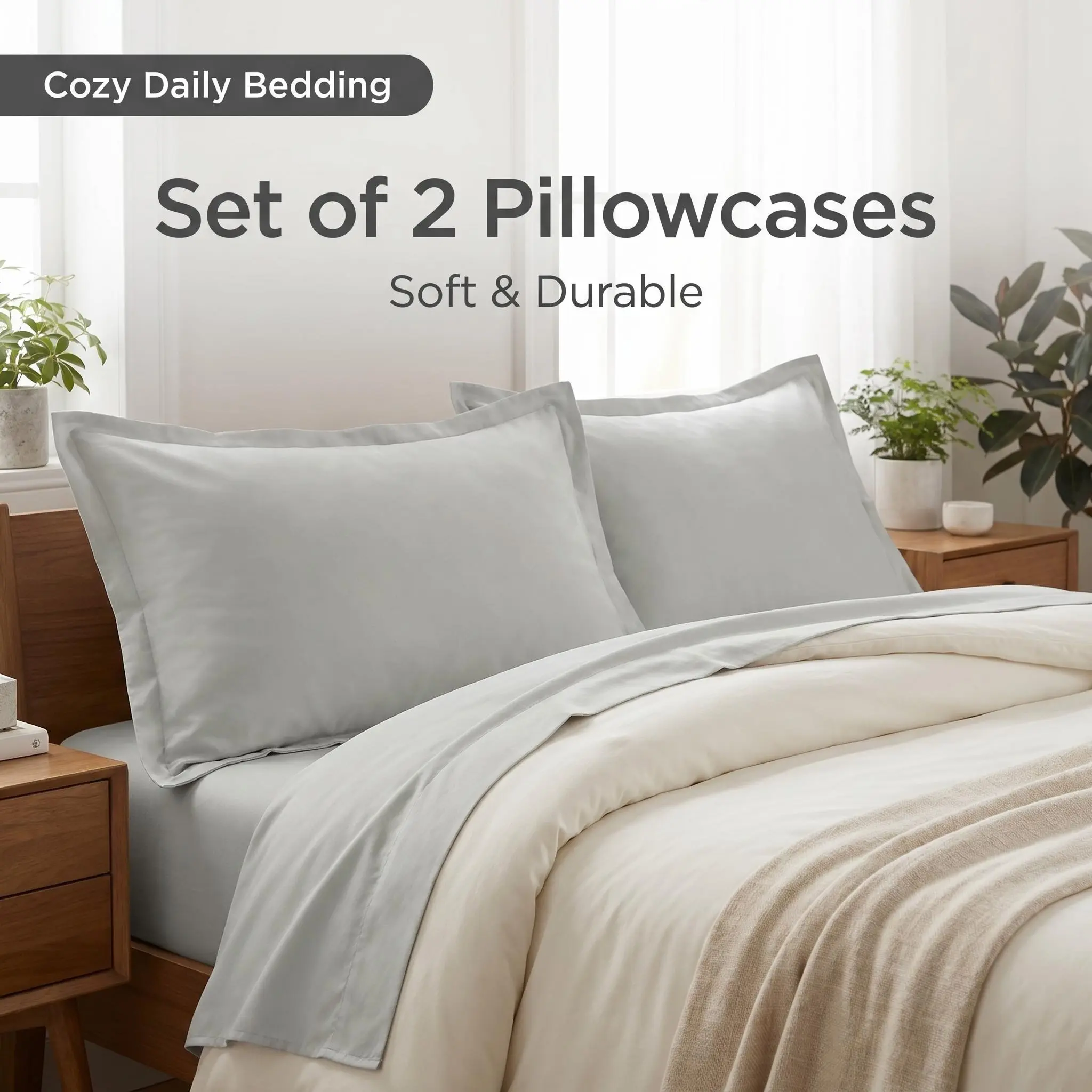 Bedsum Ultra Soft Brushed Pillowcases 2 Pack - Luxury Hotel Quality Pillow Covers