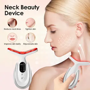 Neck Face Massager, 7-in-1 Portable Facial Massager Face Sculpting Wand Tool Vibrating and Warming Function, Electric Face Massager Tool for Skin Care at Home, White