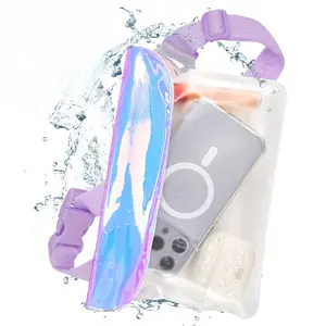 Outdoor Iridescent Transparent Waterproof Waist Bag, Fashion Crossbody Waterproof Phone Pouch for Swimming Rafting
