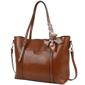 Women’s Tote Bag – Shoulder Handbag with Matching Pouch for Work & Daily Use Black Large Brown