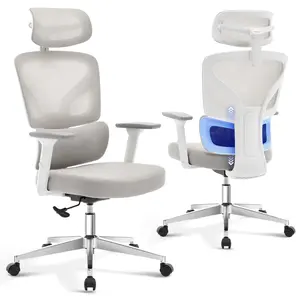 Premium Ergonomic Mesh Office Chair with Adjustable Headrest & Lumbar Support, 3D Armrests, Multi-Angle Recline, 360° Swivel Heavy-Duty Rolling Desk Chair for Home Office, Study or Gaming
