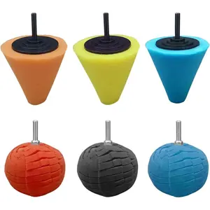 6 count  Buffing Polishing Pads for Drill Attachment- Auto Cone Metal Polish  Sponge Buffing Polishing Balls for Wheel Hub Cleaning-  Buffer Polisher Kit for Auto Wheel Care & Detail Cleaning