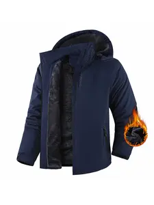 Men's Winter Outdoor Fleece Lined Thick Windproof Warm Fishing Hiking Cycling Jacket, Waterproof Cotton Coat for Men, Outdoor Sportswear, Thermal Lined Outerwear