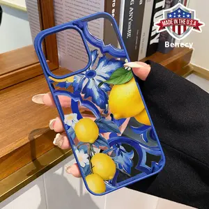 Zesty Lemon Design Pattern Magnetic Phone Case Supports Wireless Charging for iPhone 15 16 14 Pro Max 13 12 11 XR XS Plus E Shockproof Non Slip Protection Silicone Transparent Acrylic Cover Cellphone Protective