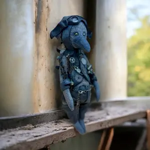 Dark Apocalypse Teddy Crow: Handmade Gothic Plush Doll for Unique Collectors