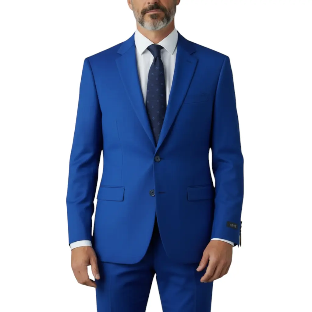 BOGO FREE Joseph Michael Men's Royal Blue 4-Way Stretch Adjustable Waist Knit Suit