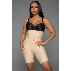 Feeling My Curves Bodyshaper High Waist Tummy Control Zipper Shapewear Shorts Solid Print Slim Fit Knee Length Biker Shorts for Casual & Formal Wear Womenswear Dream