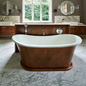 Akicon Custom Copper Ceramic Freestanding Bathtub Handmade Luxury Tub