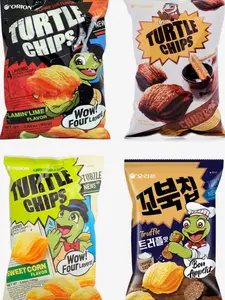 [ Combo of 4 Big Packs ] Orion Turtle Chips Flamin Lime, Sweet Corn, Choco Churros, Truffle Flavor