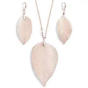 BOUTIQUELOVIN Filigree Long Leaf Pendant Dangle Necklace and Earring Jewelry Set Fashion for Women BOUTIQUELOVIN