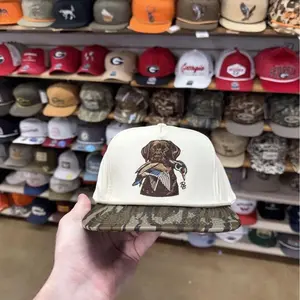 Antler Camo Trucker Hat | Hunting Style Snapback Cap | Embroidered Deer Antler Flat Bill Hat